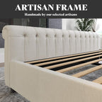 AMERLIFE California King Size Platform Bed Frame, Velvet Upholstered Sleigh Bed - Image 7