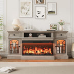 QUW 70" Farmhouse Fireplace TV Stand - Image 2