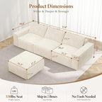 Vesgantti 114" Boneless Modular Sectional Sofa, Modern 3 Seater Couch - Image 3