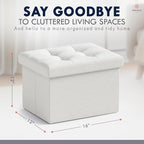 Ornavo Home Small Storage Ottoman, Foldable Collapsible Rectangle Linen Ottoman - Image 2