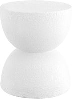 JONATHAN Y Greta Hourglass 18" White Frosted Outdoor Side Table and Stool - Image 4