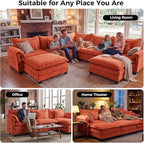 ELUCHANG 150" Oversized V-Shaped Cloud Couch Modular Sectional Sofa - Image 3