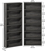 IRONCK Bookshelves and Bookcases Set of 2 Floor Standing 6 Tiers Display - Image 3
