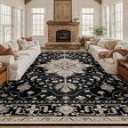 RELEANY Area Rugs 10'x12' Washable Non-Slip, Floral Vintage Distress Print - Image 2