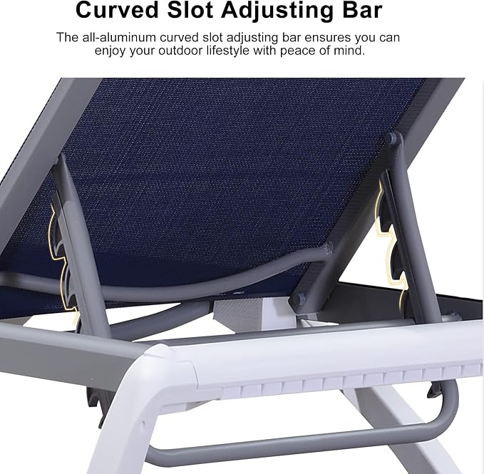 PURPLE LEAF Patio Chaise Lounge Chair Outside Aluminum Plastic Stackable - Image 6