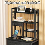 Furnulem Tall Nightstand, LED Night Stand - Image 8