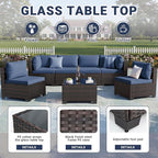 CHABATREE 7pcs Outdoor Patio Furniture Sets, Rattan Conversation Sectional Set - Image 4
