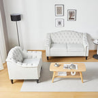 LEVNARY White Velvet Chair for Bedroom, Upholstered Sofa Chair - Image 8