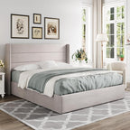 Allewie Queen Size Lift Up Storage Bed, Modern Wingback Headboard, Hydraulic - Image 8
