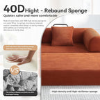 Convertible Sleeper Sofa with 2 Pillow, Modern Corduroy Futon Bed, Modular Sofa - Image 7