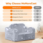 MeMoreCool Glowing Star Kids Chair, 2-in-1 Foldable Kids Couch - Image 6