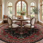 RELEANY Area Rugs Round 8ft Washable Non-Slip, Floral Vintage Distress Print - Image 2