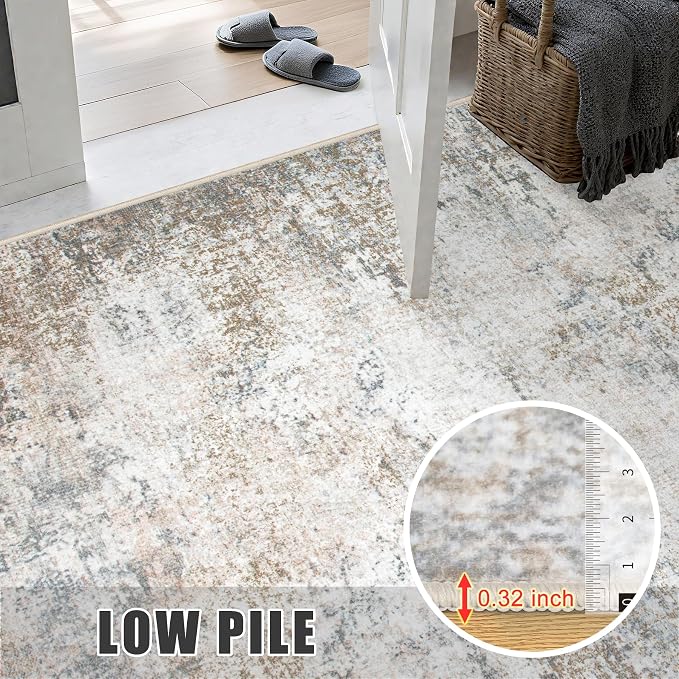 Washable Area Rug 3x10 Entryway Rug: Washable Modern Abstract Soft Thin Rug - Image 7