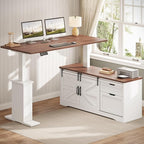 SEDETA Farmhouse L Shaped Standing Desk, 55 inch Height Adjustable Corner Desk - Image 3