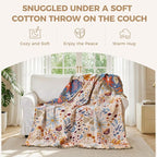 LUTBM Boho Throw Blanket with Florals & Leaves Embroidery Reversible - Image 5