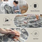 9x12 Area Rugs Washable Rug: Modern Abstract Living Room Rug Soft Anti-Skid - Image 3