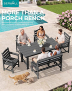SERWALL Outdoor Bench, All Weather HDPE Outdoor Benches, 2-Person Armless Porch - Image 4