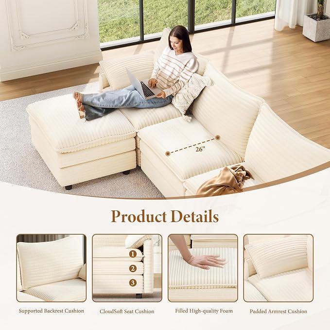 Vesgantti 142" Oversized Sectional Sofa Bed, 8-Seater Modular Sleeper Cloud - Image 4