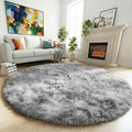 Amdrebio Tie-Dyed Light Grey Round Area Rug 4Ft by Amdrebio