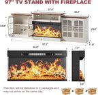 97" Fireplace TV Stand with 36" Electric Fireplace, Farmhouse Entertainment - Image 5