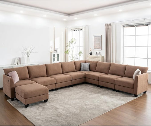 150.4" Large Sectional Couches for Living Room, 8 Seater L Shaped Modular by ZXDesign