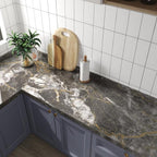 BAYYA 48"x80" Extra Wide Marble Contact Paper Grey/Gold Glossy Marble Wallpaper - Image 3