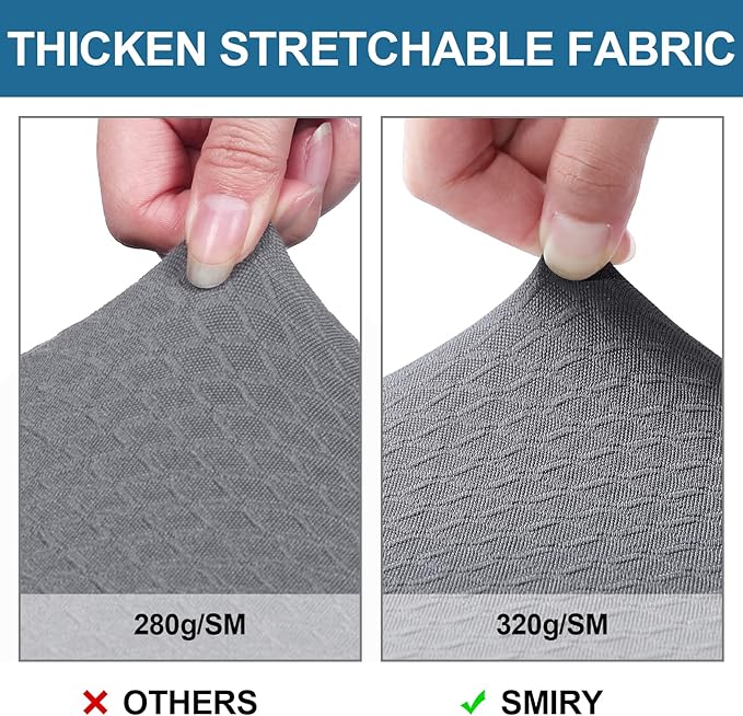 Smiry Waterproof Seat Covers for Dining Room Chairs Set of 6, Stretch Jacquard - Image 4