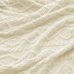 Homiest Cable Knit Throw Blanket & Pillow Set, Cream White Set of 3, Knitted - Image 6