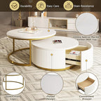 Modern Round Nesting Coffee Table Fluted - Image 8