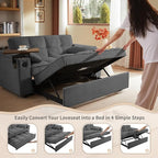 hansones 65'' 3-in-1 Folding Convertible Sofa Bed, Queen Size Pullout Sofa - Image 6
