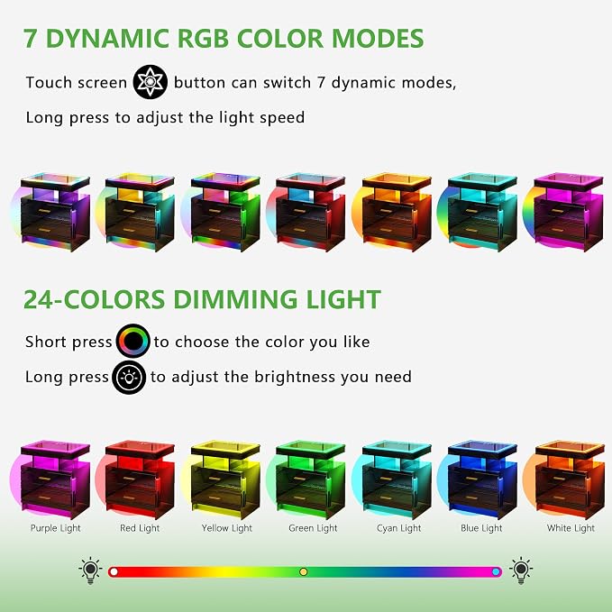 HNEBC LED Nightstand Set of 2 - Image 7