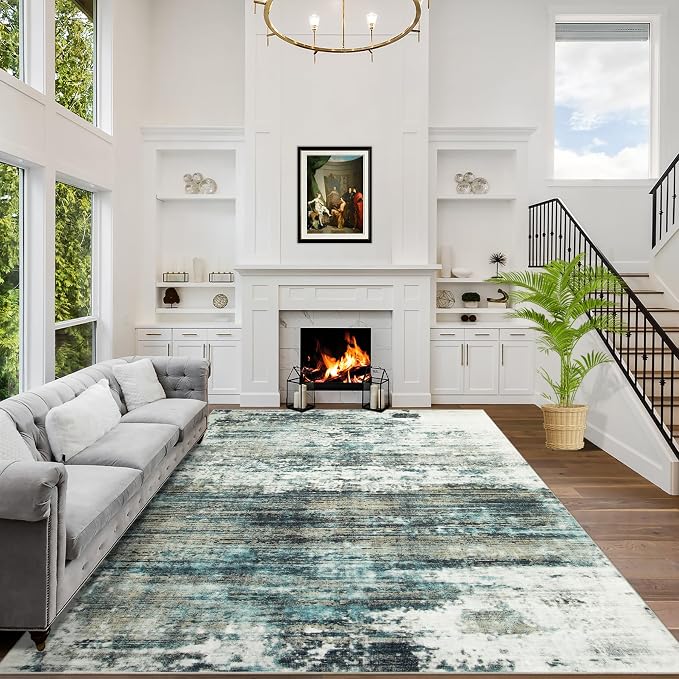 4x6 Area Rugs Washable Rug: Modern Abstract Living Room Rug Soft Anti-Skid Thin by GENTDRIZZ