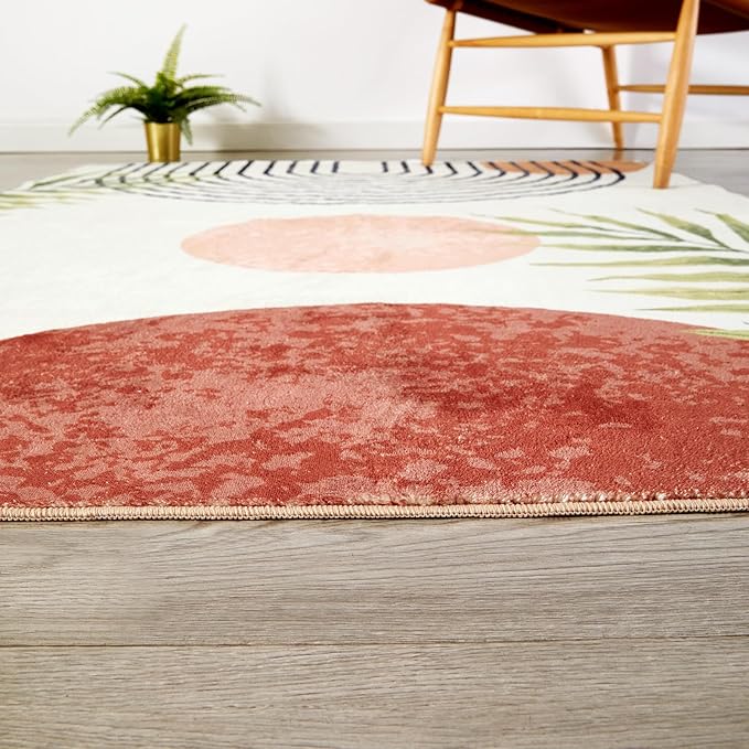 RoomTalks Mid Century Modern Washable Rug, Boho Cute Aesthetic 8x10 Area Rugs - Image 3