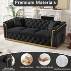 Luxury Chesterfield Sofa Set of 2, Velvet Tufted Couch Victorian Black and Gold - Image 8