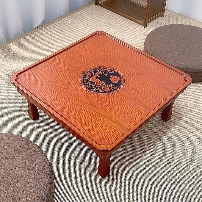 Low Folding Coffee Table, Japanese Style Solid Wood Floor Table by Unknown