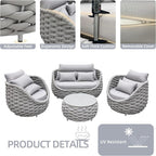 TWT Outdoor Patio Furniture Set-5 Pieces Aluminum Sectional Sofa, Metal Patio - Image 5