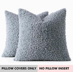 Faux Fur Throw Pillow Covers 18x18 Inch Set of 2 Boucle Neutral Decorative - Image 7
