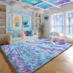 PAGISOFE Furry Rainbow Rugs for Bedroom Girls, 2x3 Soft Purple Shag Tent Rugs - Image 8
