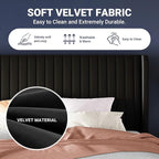 Allewie Queen Size Velvet Bed Frame/Vertical Channel Tufted Wingback - Image 6