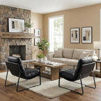 LukeAlon Modern PU Leather Accent Armchair, Upholstered Living Room Chair - Image 5