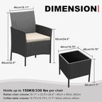 GarveeLife 3 Piece Patio Furniture Set, Rattan Outdoor Furniture - Image 2