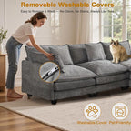 111.4" L-Shaped Cloud Chenille Sofa Sectional Couch - Image 7