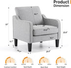 VINGLI Accent Chairs Set of 2 Gray Living Room Chairs Reading Chair - Image 2