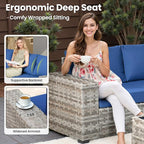 ovios 13 Pieces Patio Furniture Set, Outdoor Wicker Sectional Sofa - Image 5
