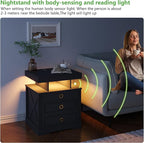 HNEBC Nightstand with Gun Drawers, LED Farmhouse Night Stand with Charging - Image 5