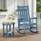 SERWALL Round Outdoor Side Table Set of 2, HDPE Small Adirondack Double End - Image 7