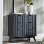 T4TREAM Fluted 3 Drawer Dresser, Curved Profile Design, Wood Drawer Organizer by T4TREAMFurniture