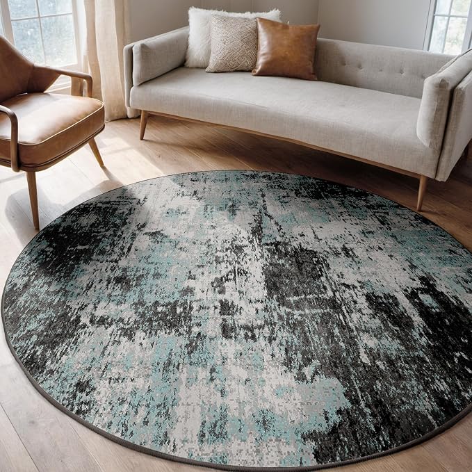 RELEANY Washable Area Rugs 6ft Non-Slip Modern Abstract Soft - Image 2