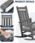 KINGYES Oversized Outdoor Rocking Chair Set of 6, All-Weather Patio Rocking - Image 6