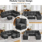 104'' V Shaped Modular Sofa, Sectional Couch - Image 6